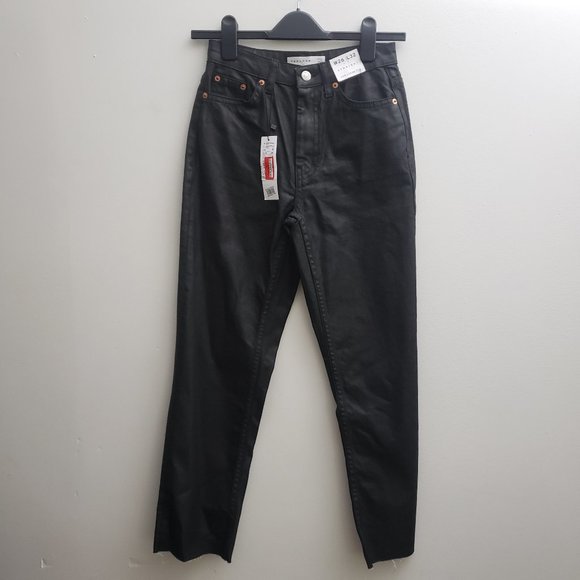 Topshop Denim - Topshop High Waist Straight Leg Black Coat 26x32
